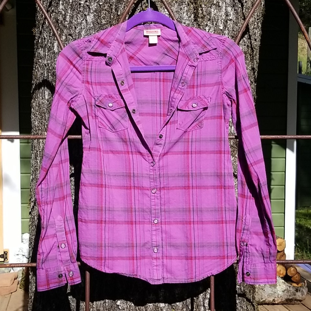 Purple Plaid Button Up
